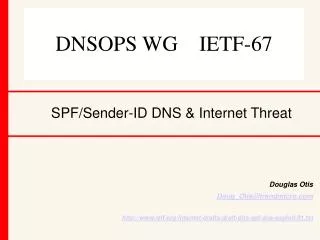 SPF/Sender-ID DNS &amp; Internet Threat