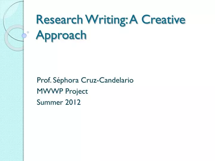 research writing a creative approach