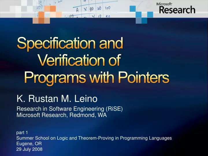 specification and verification of programs with pointers