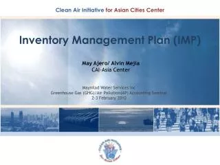 Inventory Management Plan (IMP)