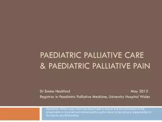 Paediatric Palliative Care &amp; Paediatric Palliative Pain