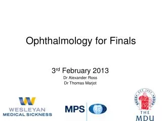 Ophthalmology for Finals