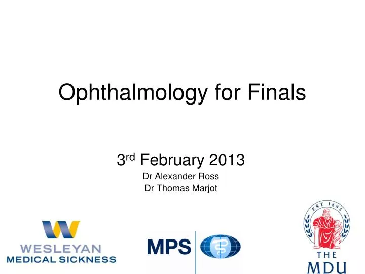 ophthalmology for finals