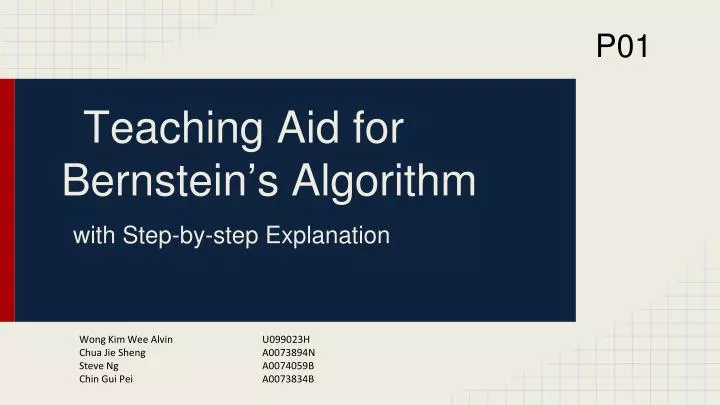 teaching aid for bernstein s algorithm