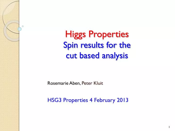 higgs properties spin results for the cut based analysis