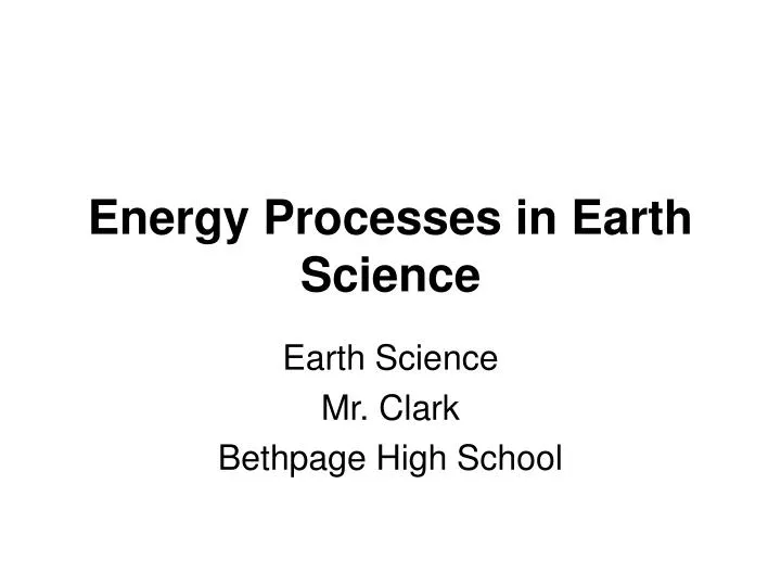 energy processes in earth science