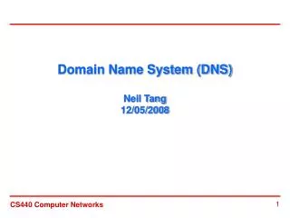 Domain Name System (DNS) Neil Tang 12/05/2008