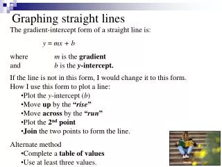 Graphing straight lines