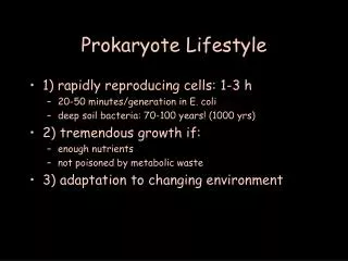 Prokaryote Lifestyle