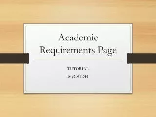 Academic Requirements Page