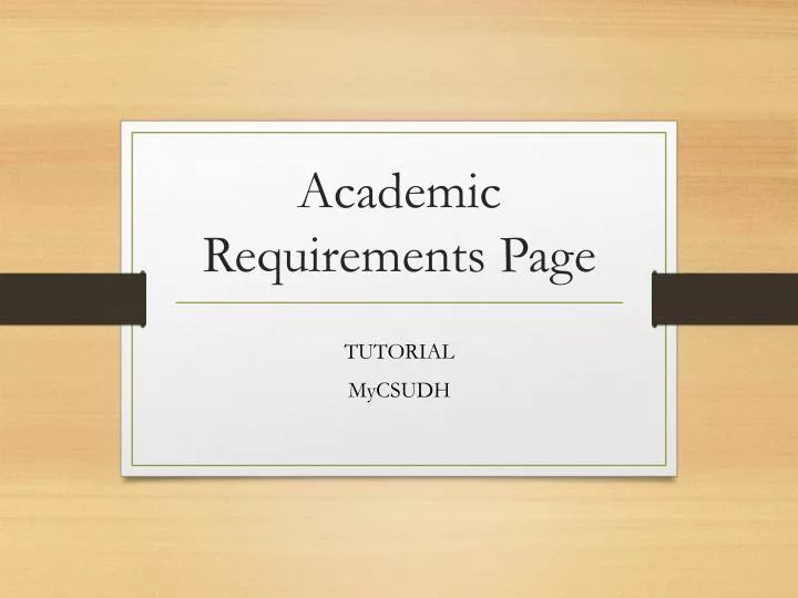 academic requirements page