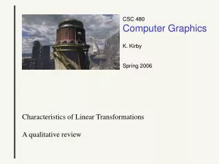 CSC 480 Computer Graphics K. Kirby Spring 2006