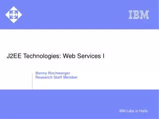 J2EE Technologies: Web Services I