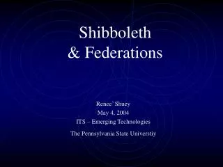 Shibboleth &amp; Federations