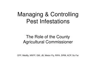 Managing &amp; Controlling Pest Infestations
