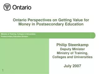 Ontario Perspectives on Getting Value for Money in Postsecondary Education