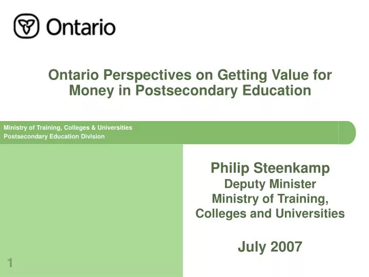 ontario perspectives on getting value for money in postsecondary education