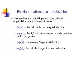 funzioni matematico statistiche