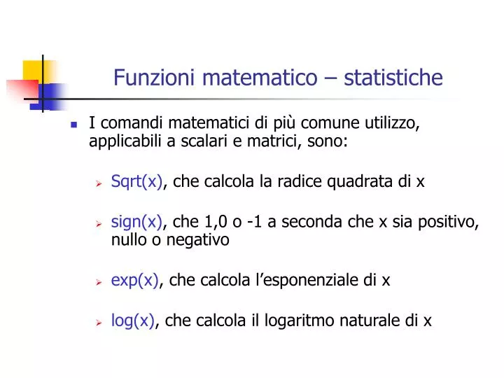 funzioni matematico statistiche