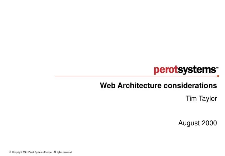 web architecture considerations