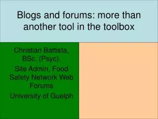 Blogs and forums: more than another tool in the toolbox