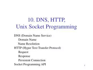 10. DNS, HTTP, Unix Socket Programming