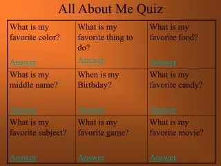 All About Me Quiz