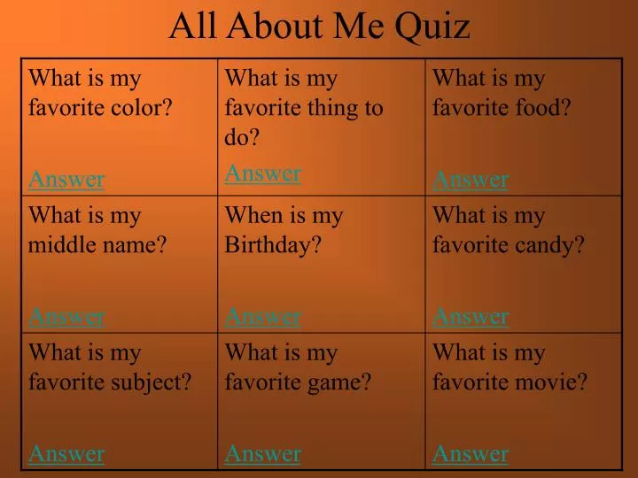 all about me quiz