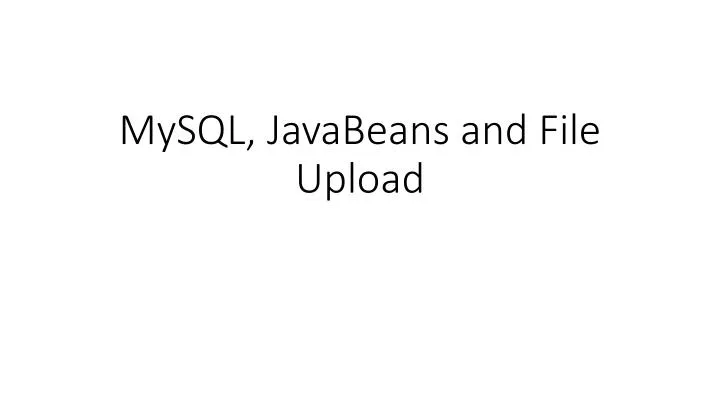 mysql javabeans and file upload