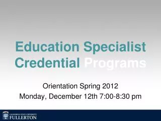 Education Specialist Credential Programs