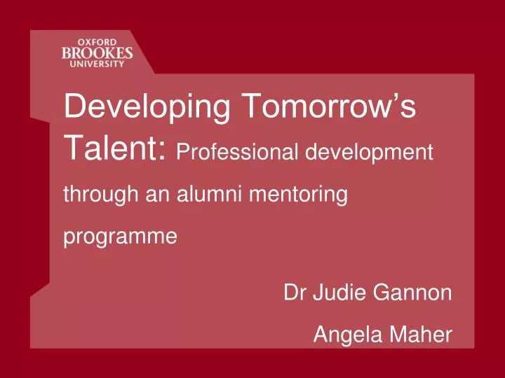 developing tomorrow s talent professional development through an alumni mentoring programme
