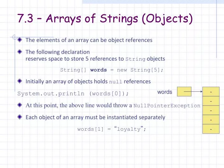 7 3 arrays of strings objects