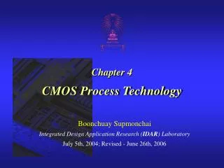 Chapter 4 CMOS Process Technology
