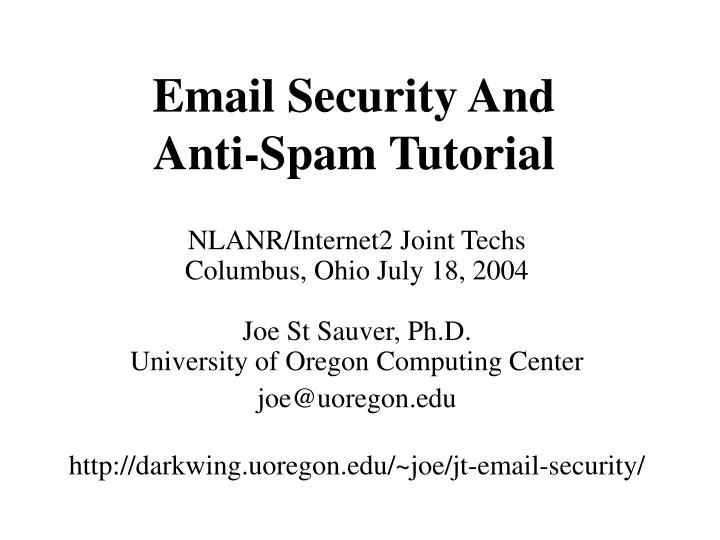 email security and anti spam tutorial
