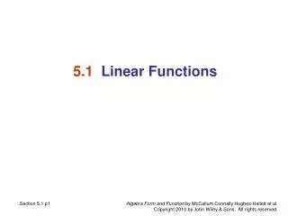 5.1 Linear Functions