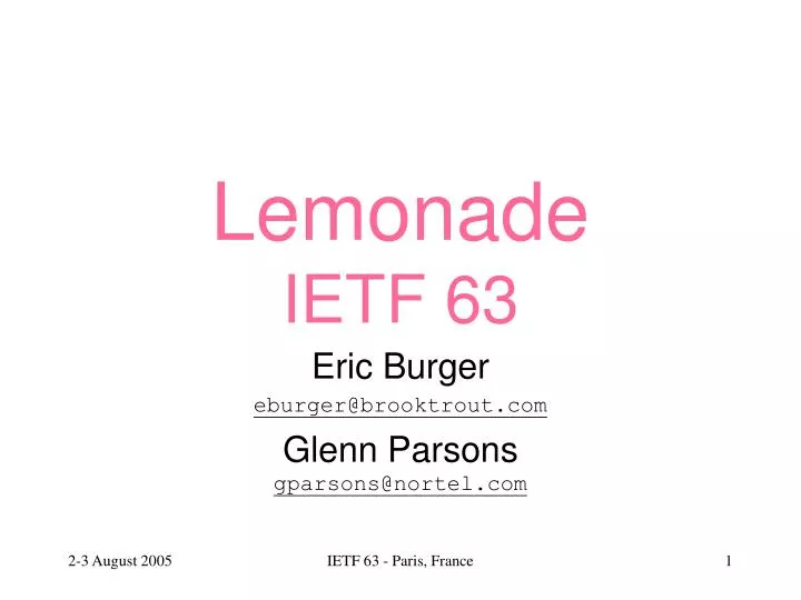 lemonade ietf 63