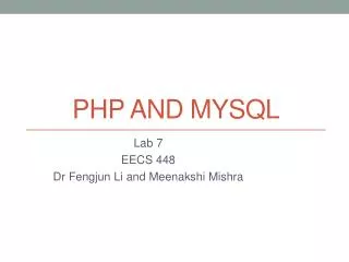 PHP and MySQL