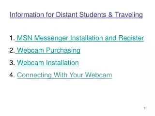 Information for Distant Students &amp; Traveling