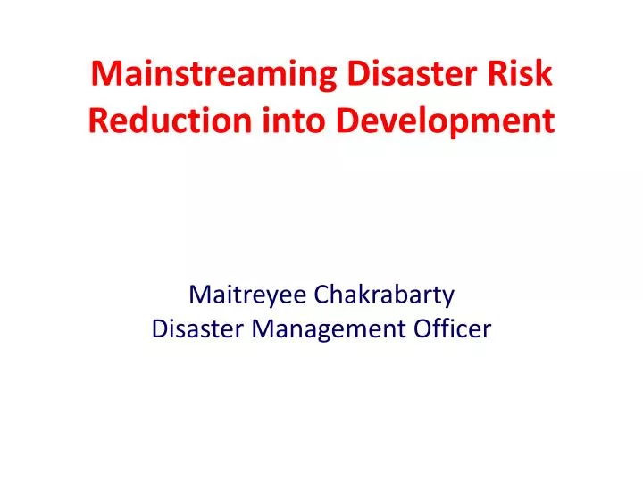 mainstreaming disaster risk reduction into development