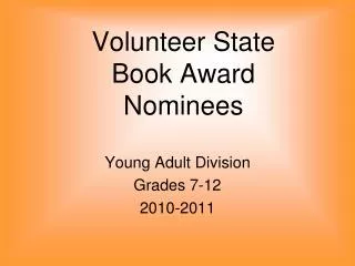 Volunteer State Book Award Nominees