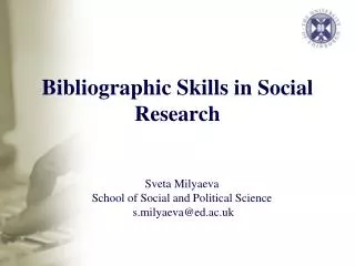Bibliographic Skills in Social Research