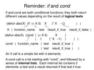 Reminder: if and cond