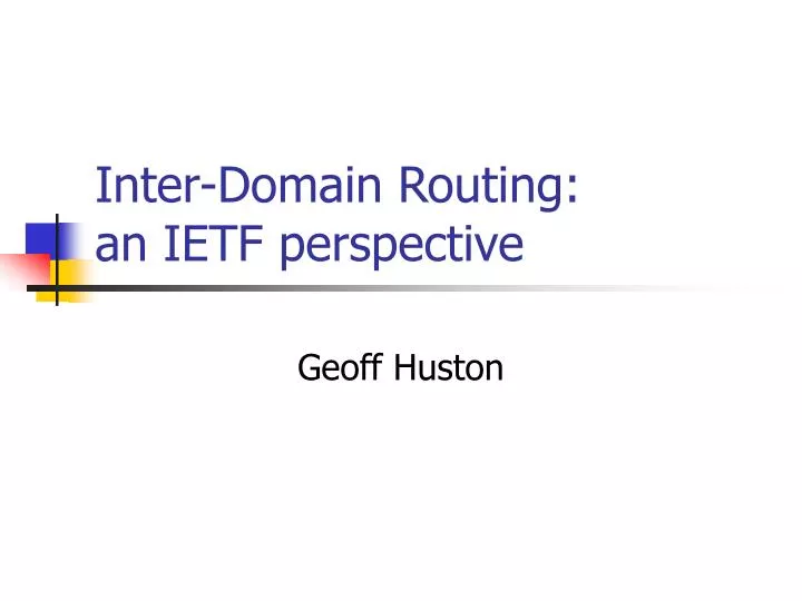 inter domain routing an ietf perspective