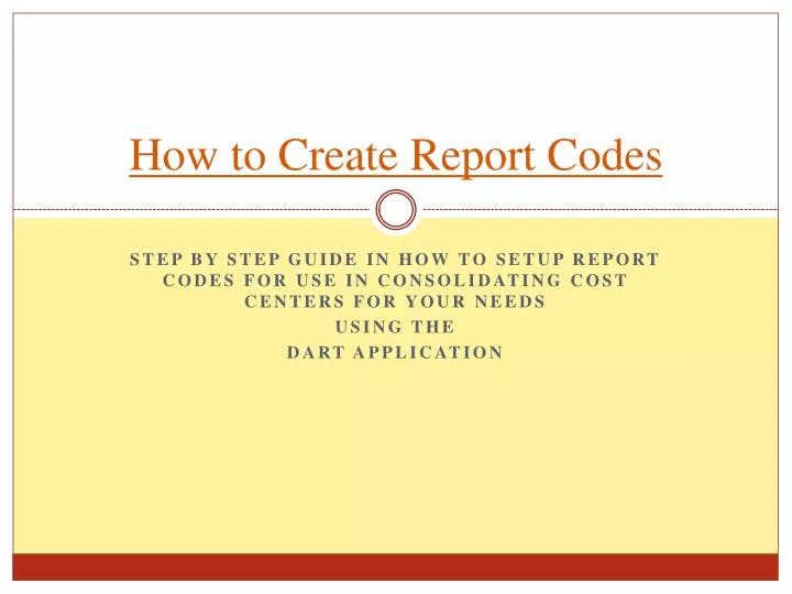 how to create report codes