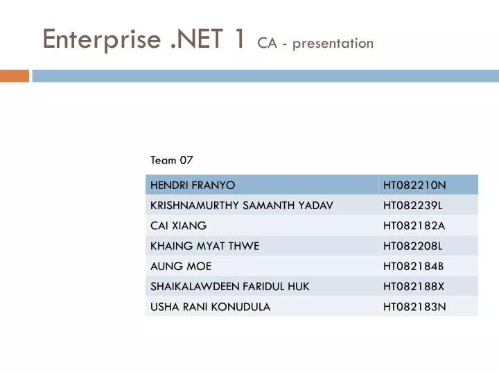 enterprise net 1 ca presentation