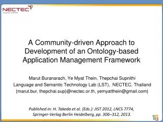 A Community-driven Approach to Development of an Ontology-based Application Management Framework