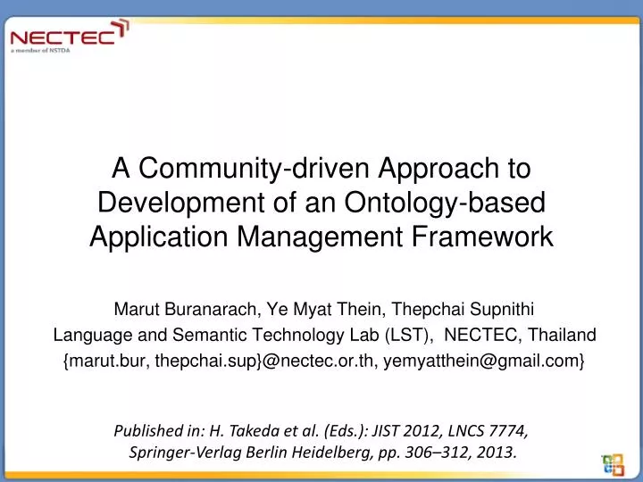 a community driven approach to development of an ontology based application management framework