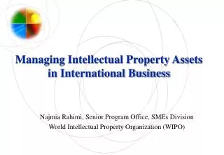 Managing Intellectual Property Assets in International Business