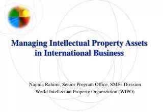 managing intellectual property assets in international business