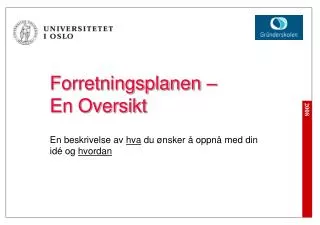 forretningsplanen en oversikt